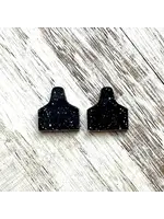 Holly & Liz Cow Tag Stud Earrings - Black