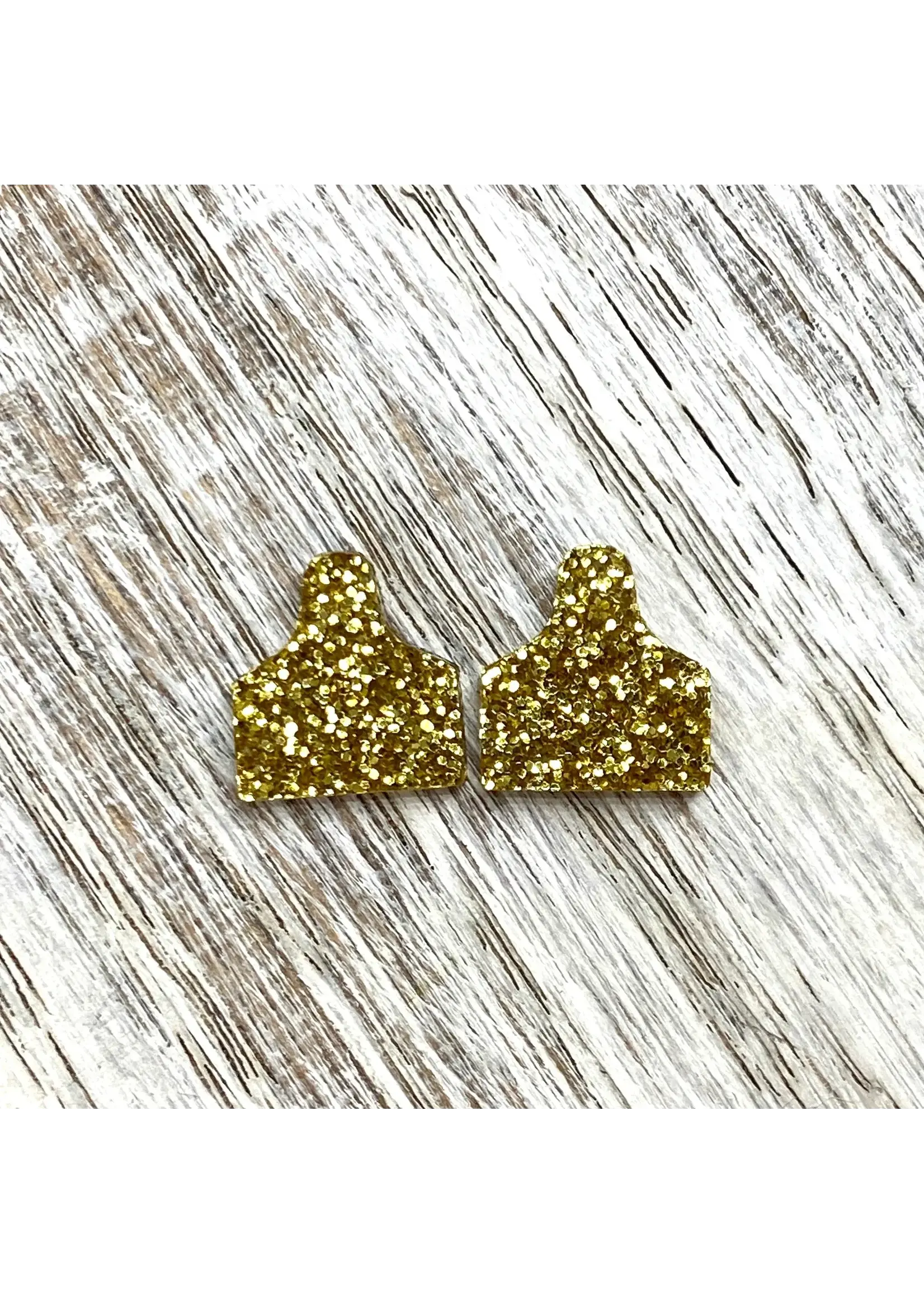 Holly & Liz Cow Tag Stud Earrings - Gold