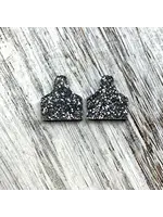 Holly & Liz Cow Tag Stud Earrings - Silver