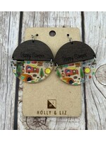 Holly & Liz Happy Camper Wood & Acrylic Earrings