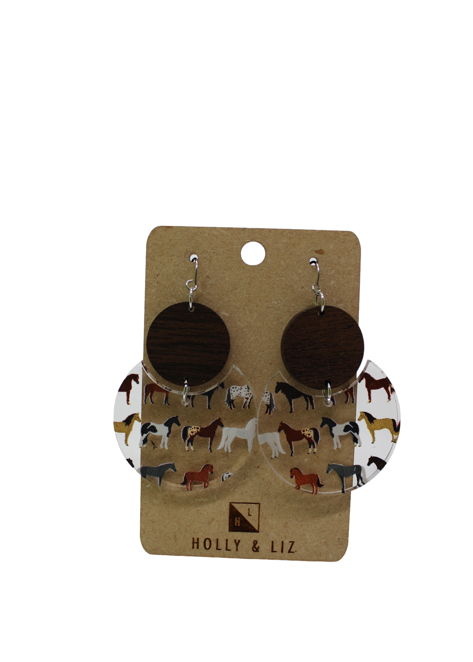Holly & Liz Horse Wood and Acrylic Earrings