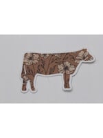 Cows and Crayons Brown Floral Wildflower Cow- Sticker