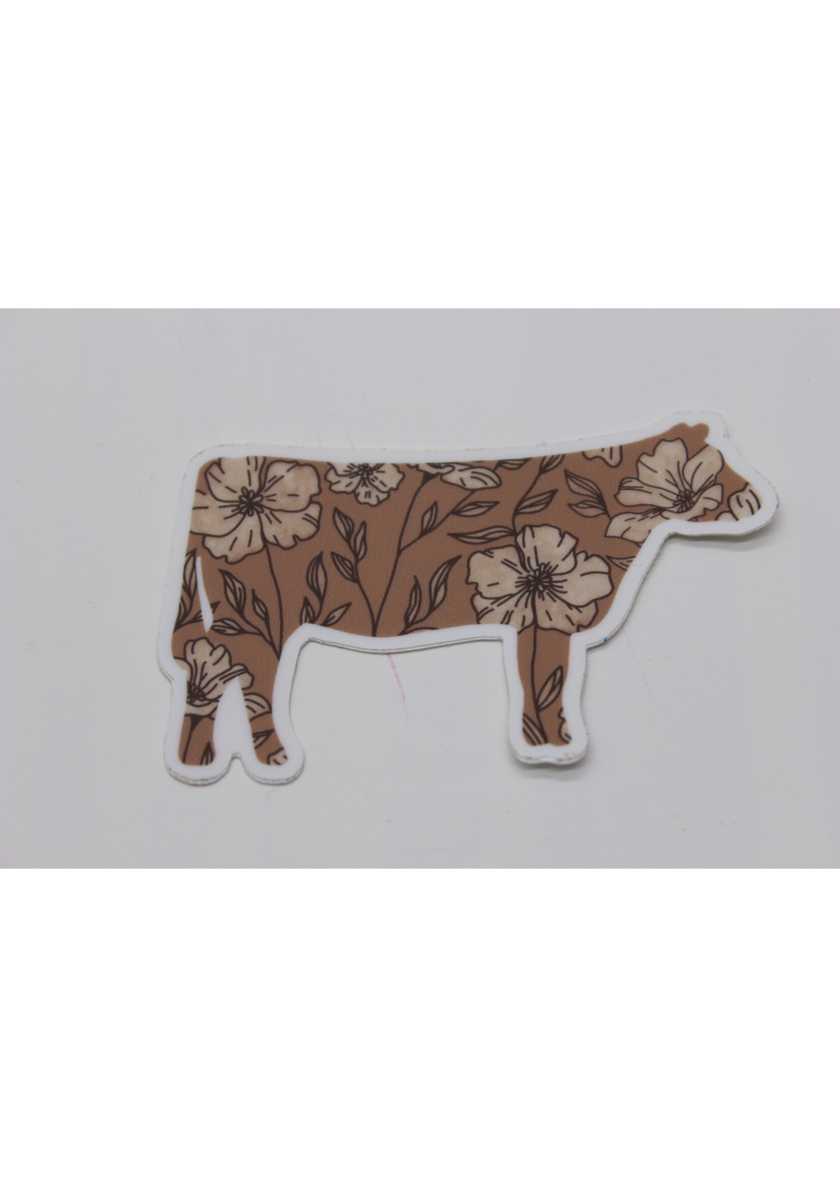 Cows and Crayons Brown Floral Wildflower Cow- Sticker