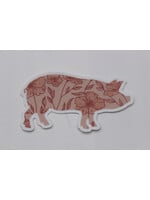 Cows and Crayons Pink Floral Wildflower Pig-  Sticker