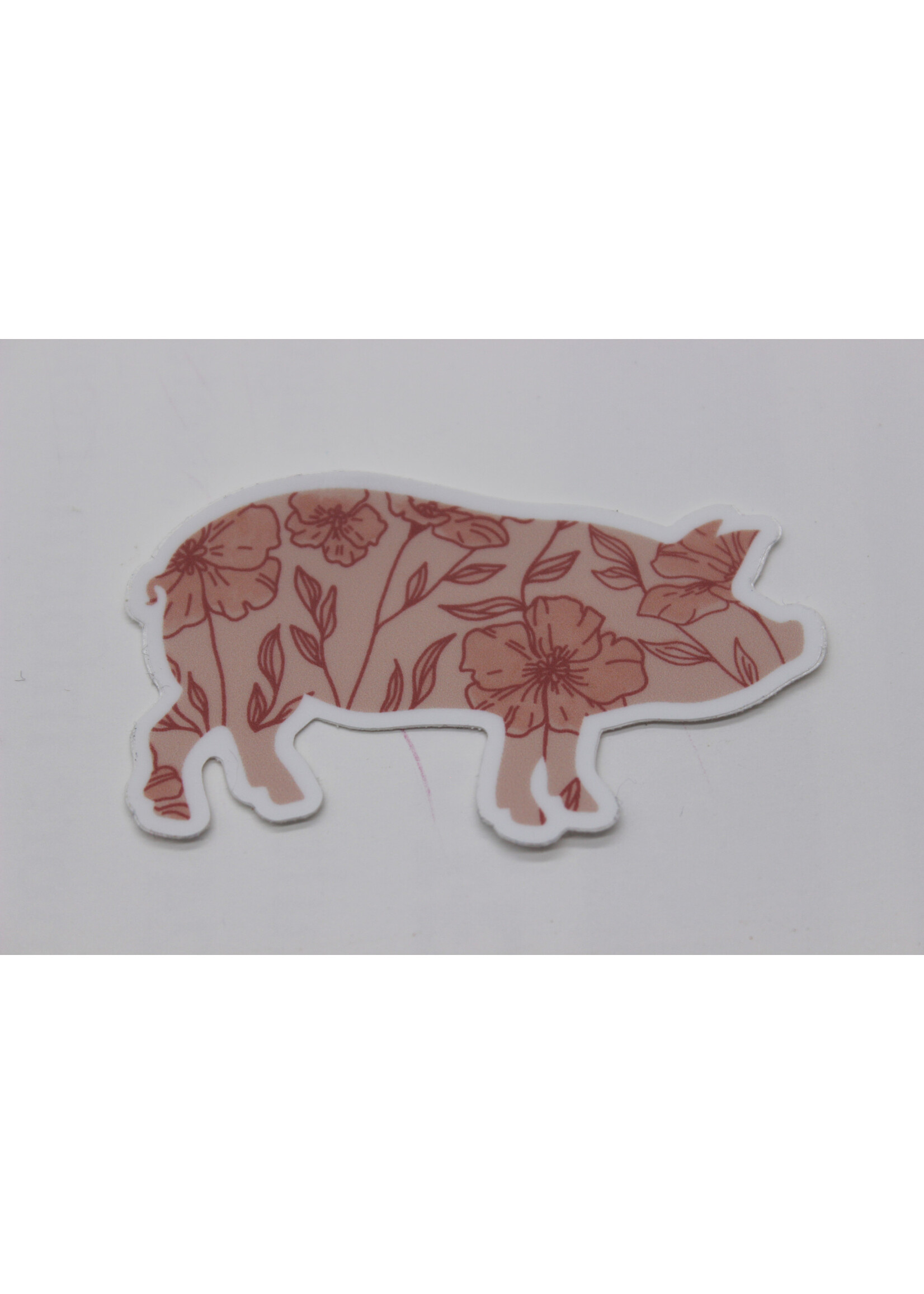 Cows and Crayons Pink Floral Wildflower Pig-  Sticker