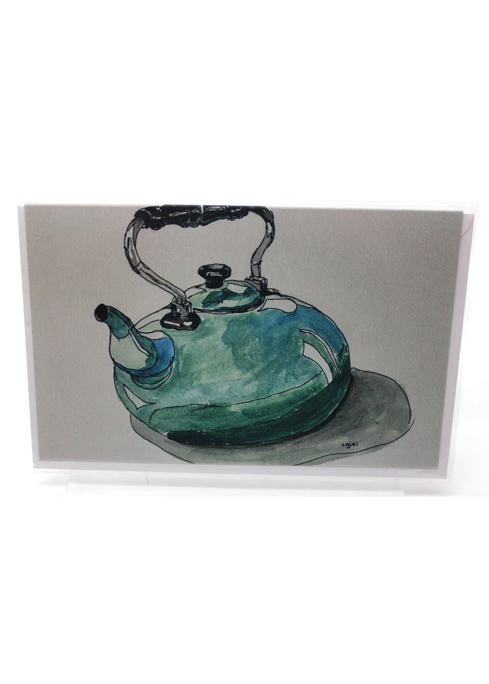 Connie Gisi Art Card  - Blue Tea Kettle