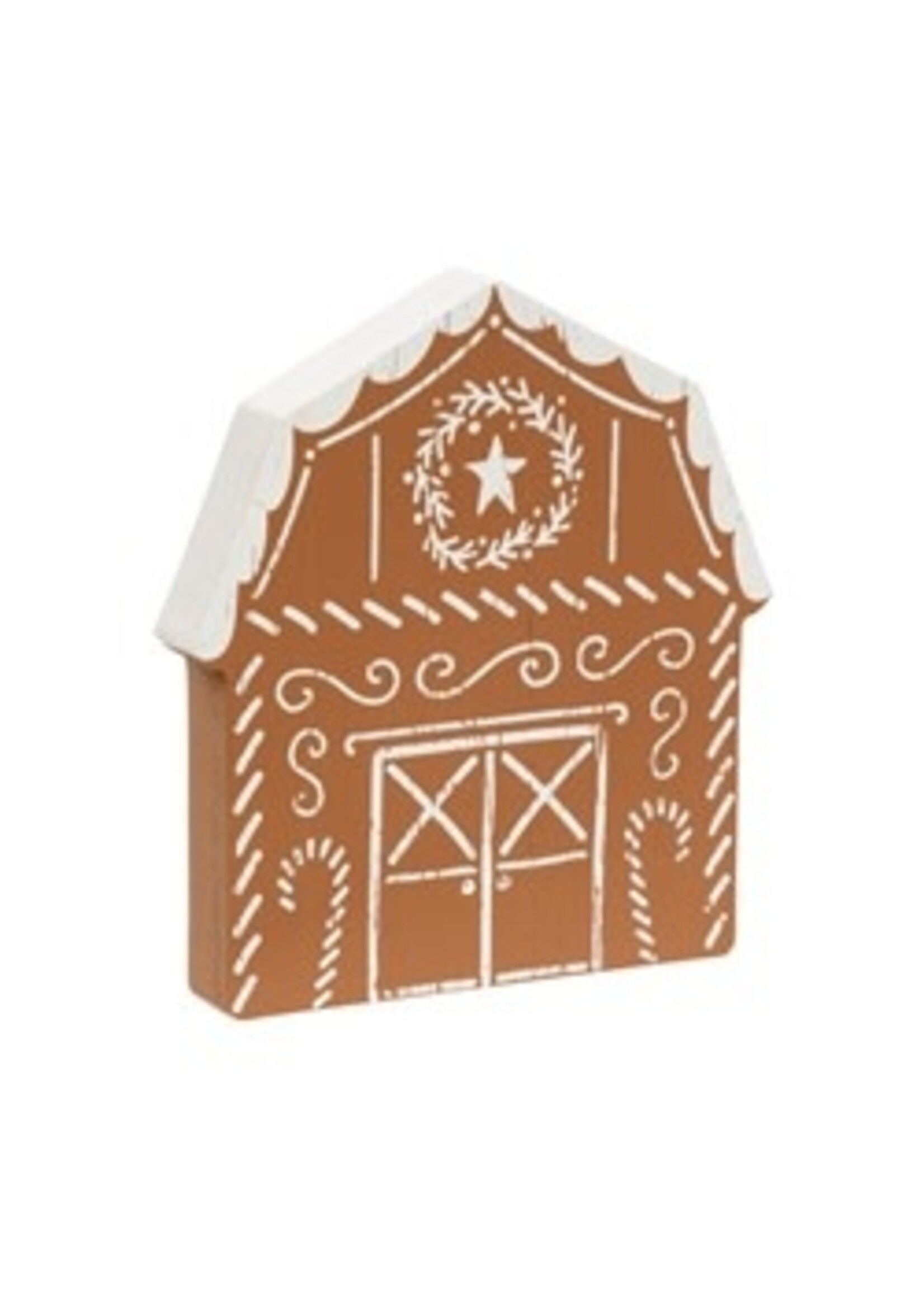 CWI Gifts Wooden Gingerbread Farm Sitter - Barn
