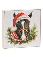 CWI Gifts Happy Hogidays Square Block - Horse