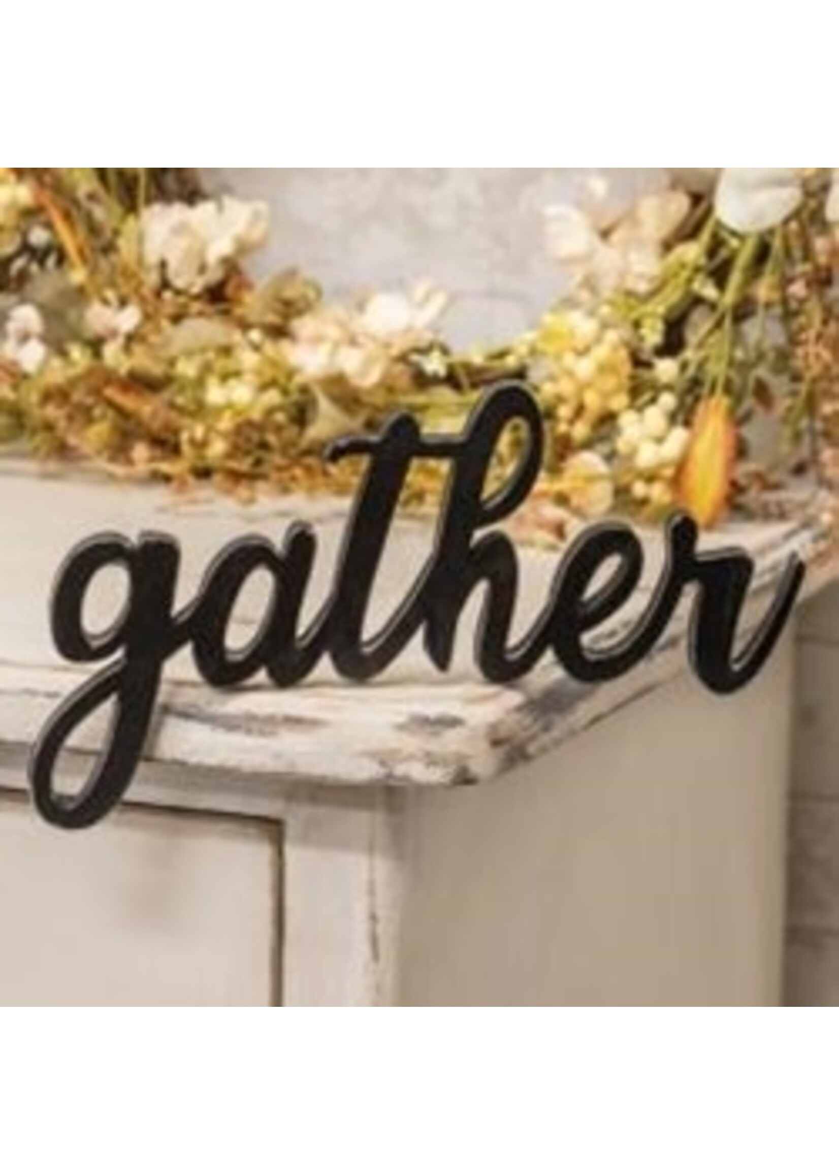 CWI Gifts Hanging Black Script Gather Sign