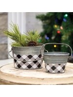 CWI Gifts Black & White Buffalo Check Mini Oval Pail