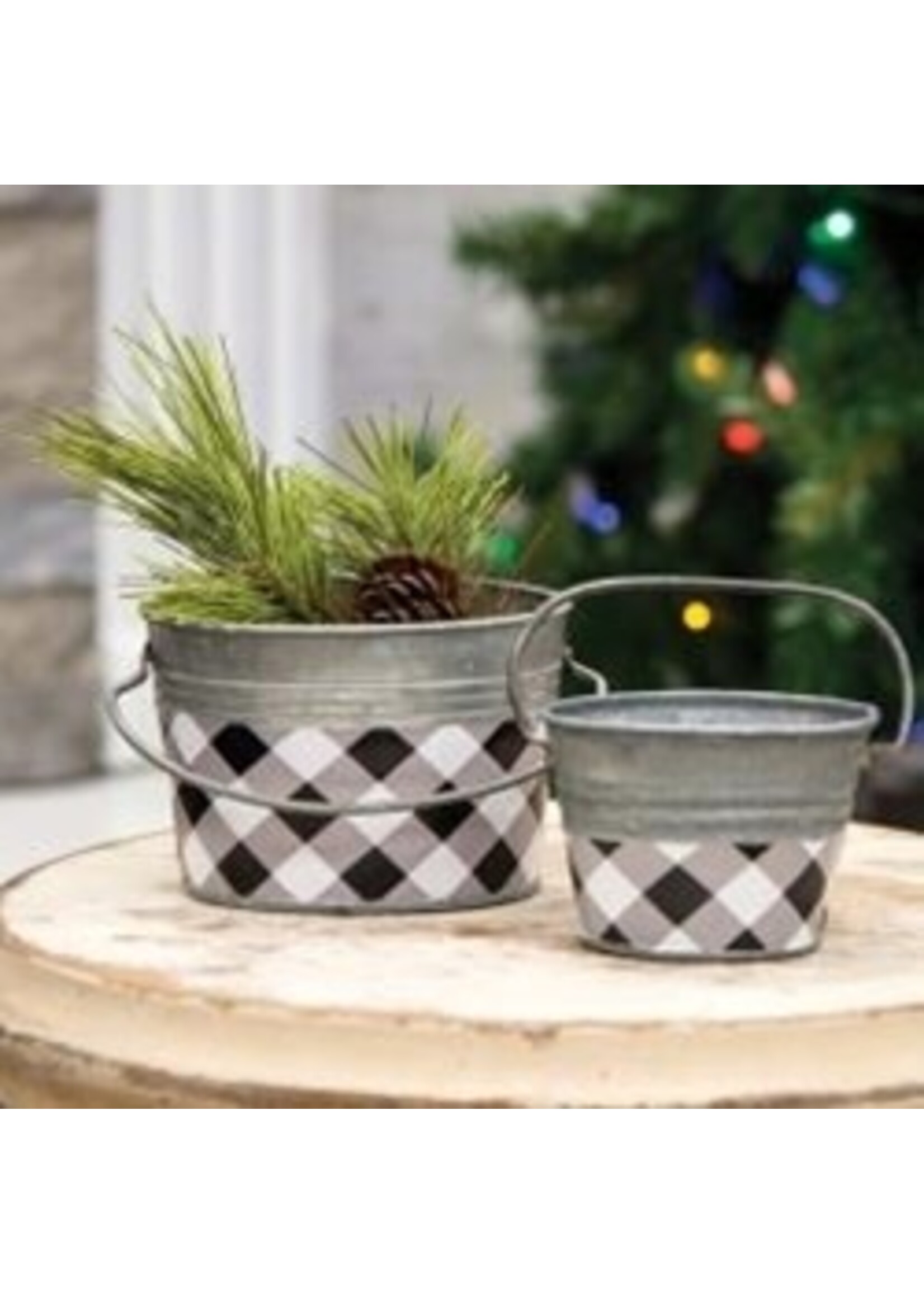 CWI Gifts Black & White Buffalo Check Mini Oval Pail