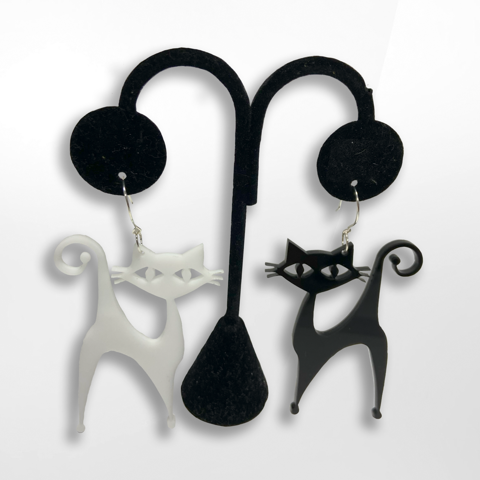 Artisan Made Creations Artisan Made Creations, Black and White Cat Earrings