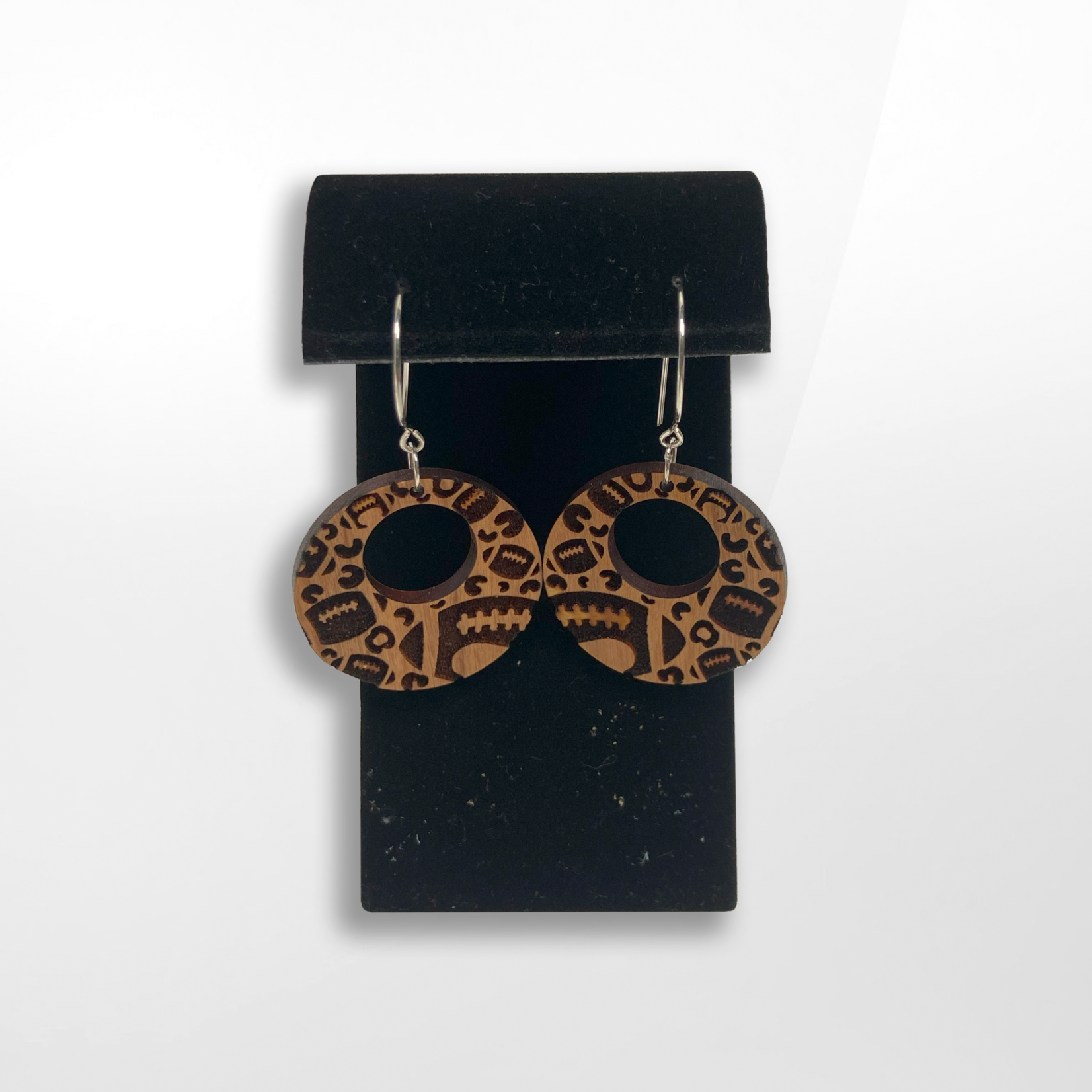 Artisan Made Creations, Engraved Football Earrings