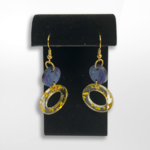 Artisan Made Creations Artisan Made Creations, Double Circles, Blue/Yellow Earrings, 10K Gold Plate