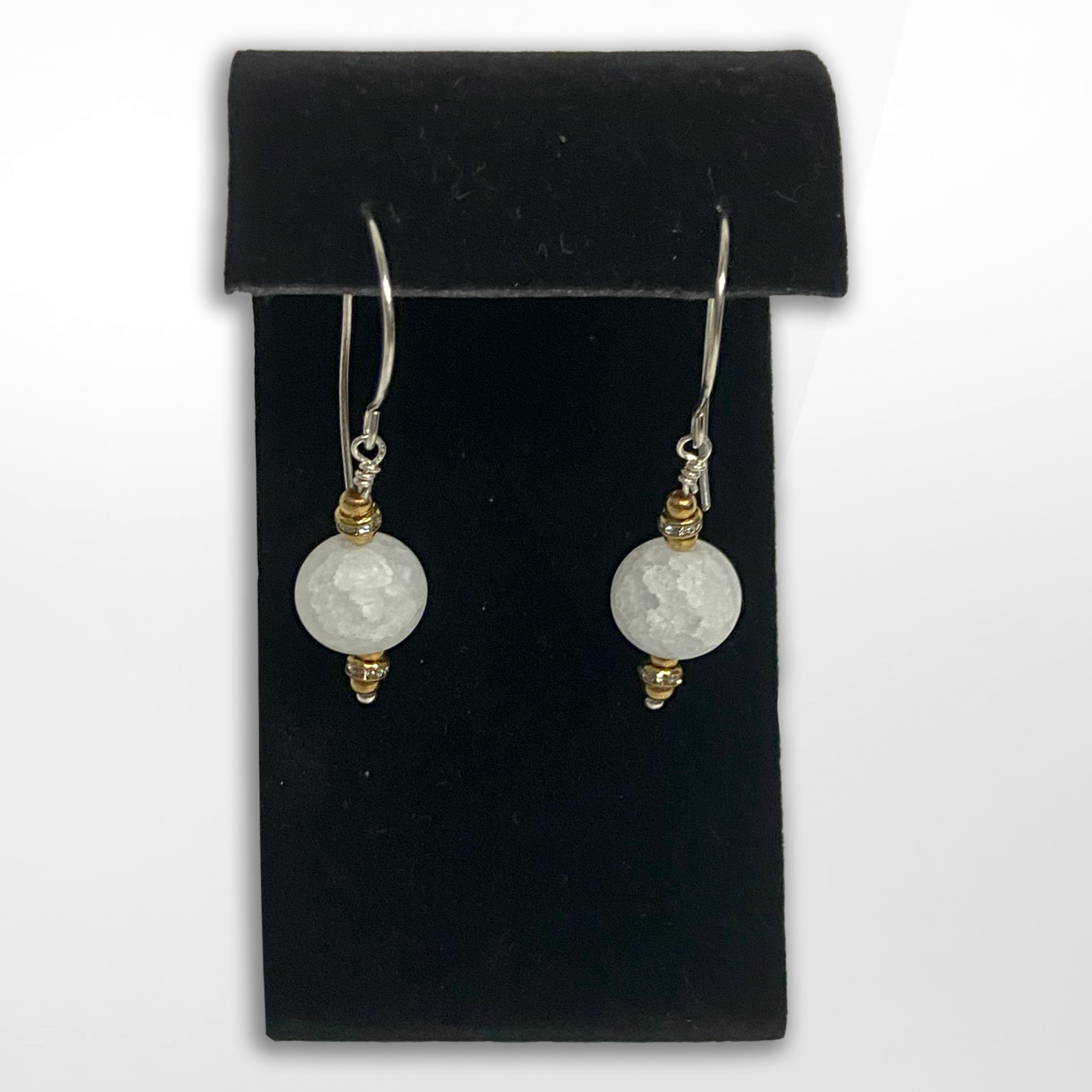 Artisan Made Creations Artisan Made Creations, White Crackle Quartz Beaded Earrings