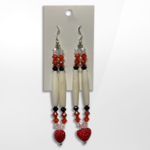 Grandriver Creations Grandriver Creations, Red Heart Bone Earrings