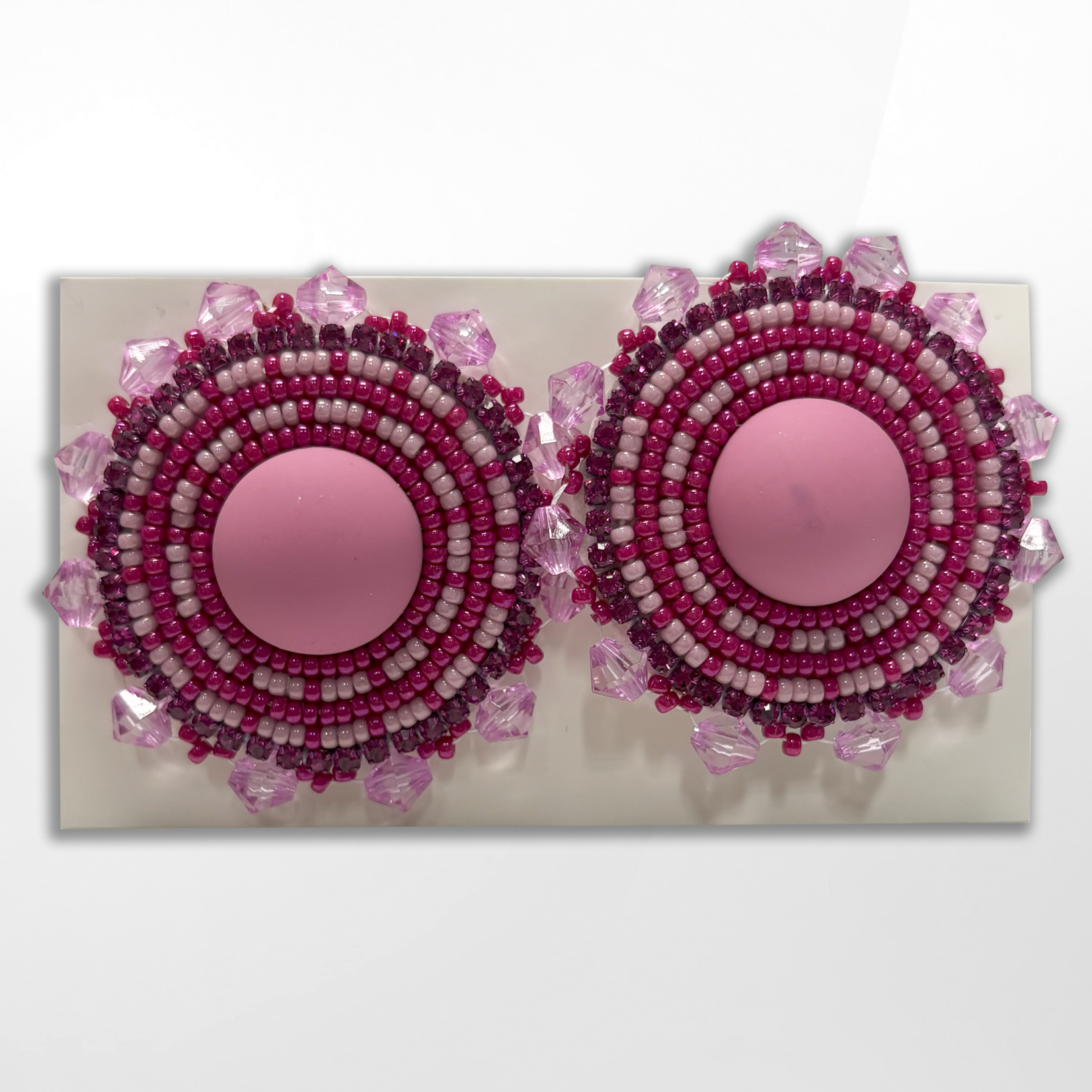 Grandriver Creations, Pink Circle Stud Earrings