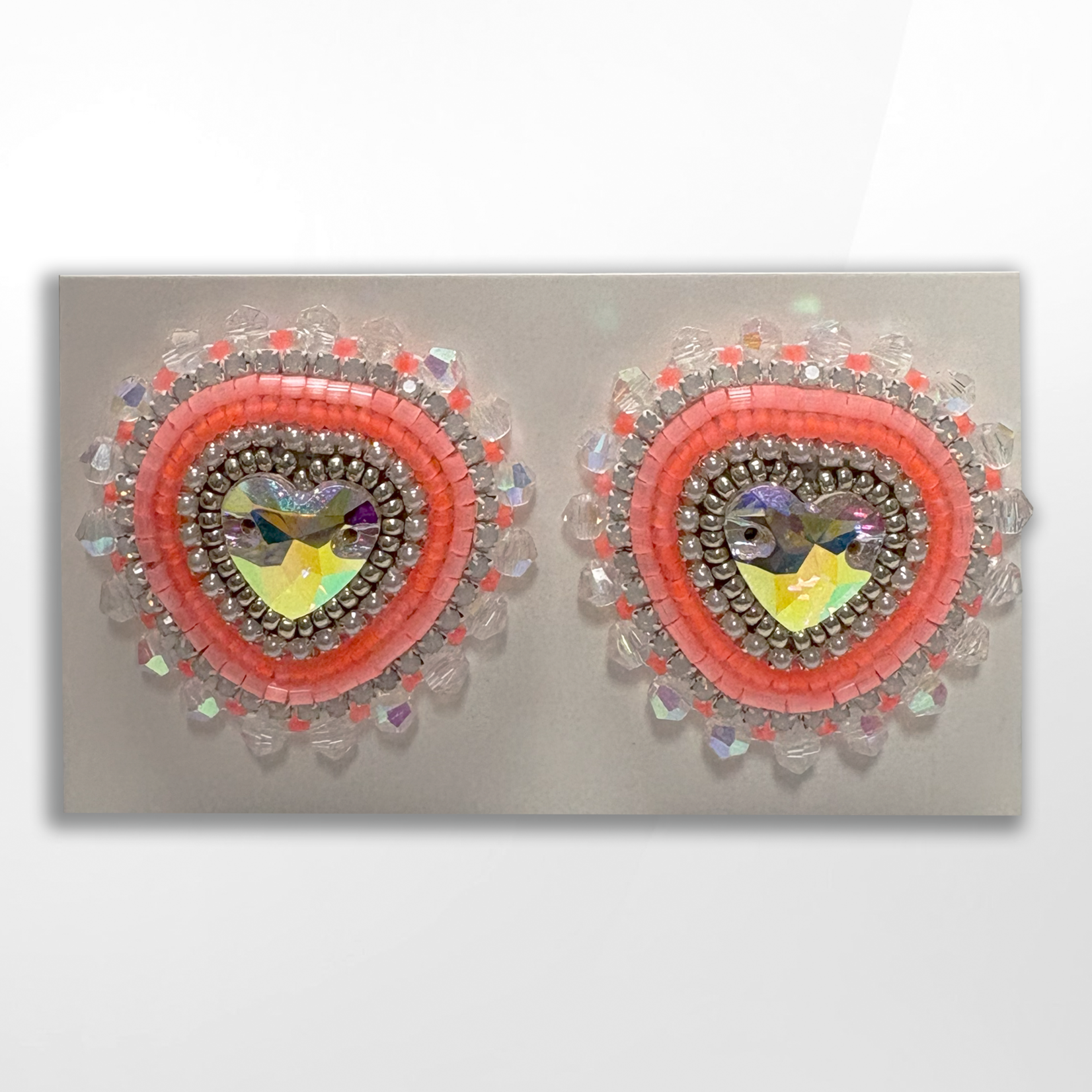 Grandriver Creations Grandriver Creations, Pink Heart Stud Earrings