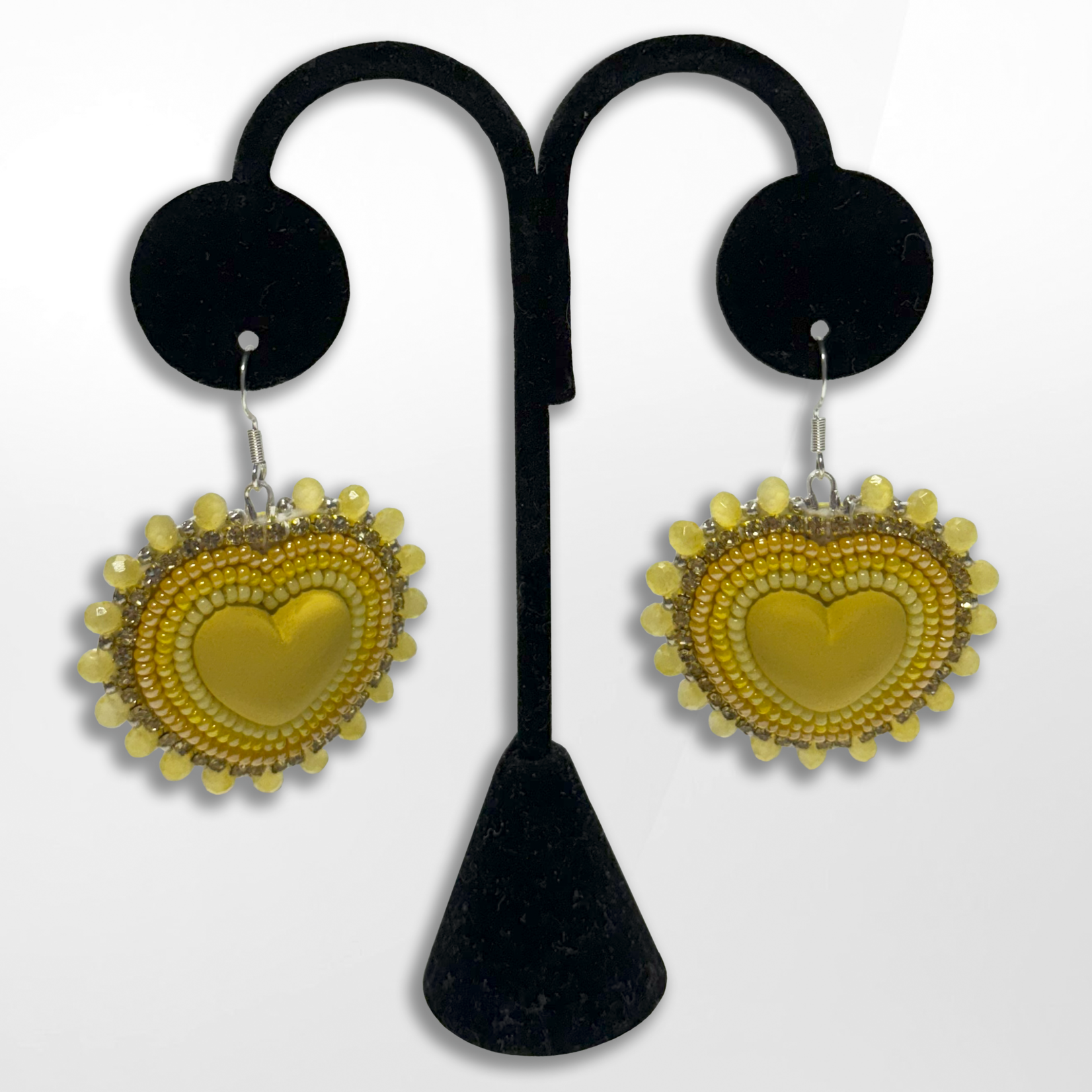 Grandriver Creations, Yellow Heart Earrings