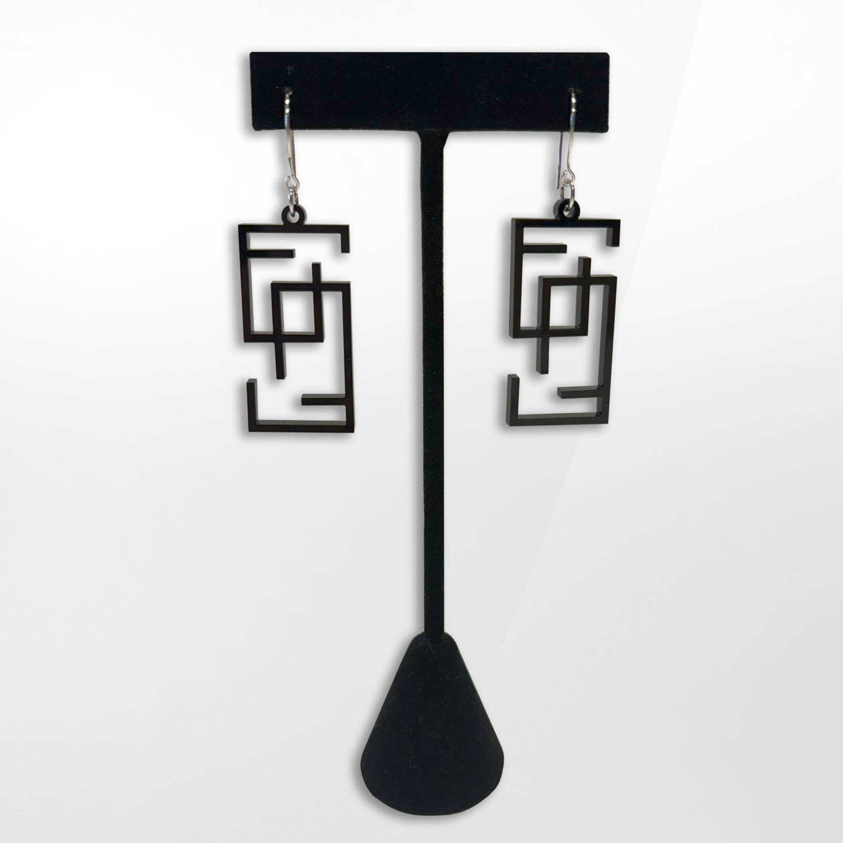 Artisan Made Creations, Black Rectangle Earrings