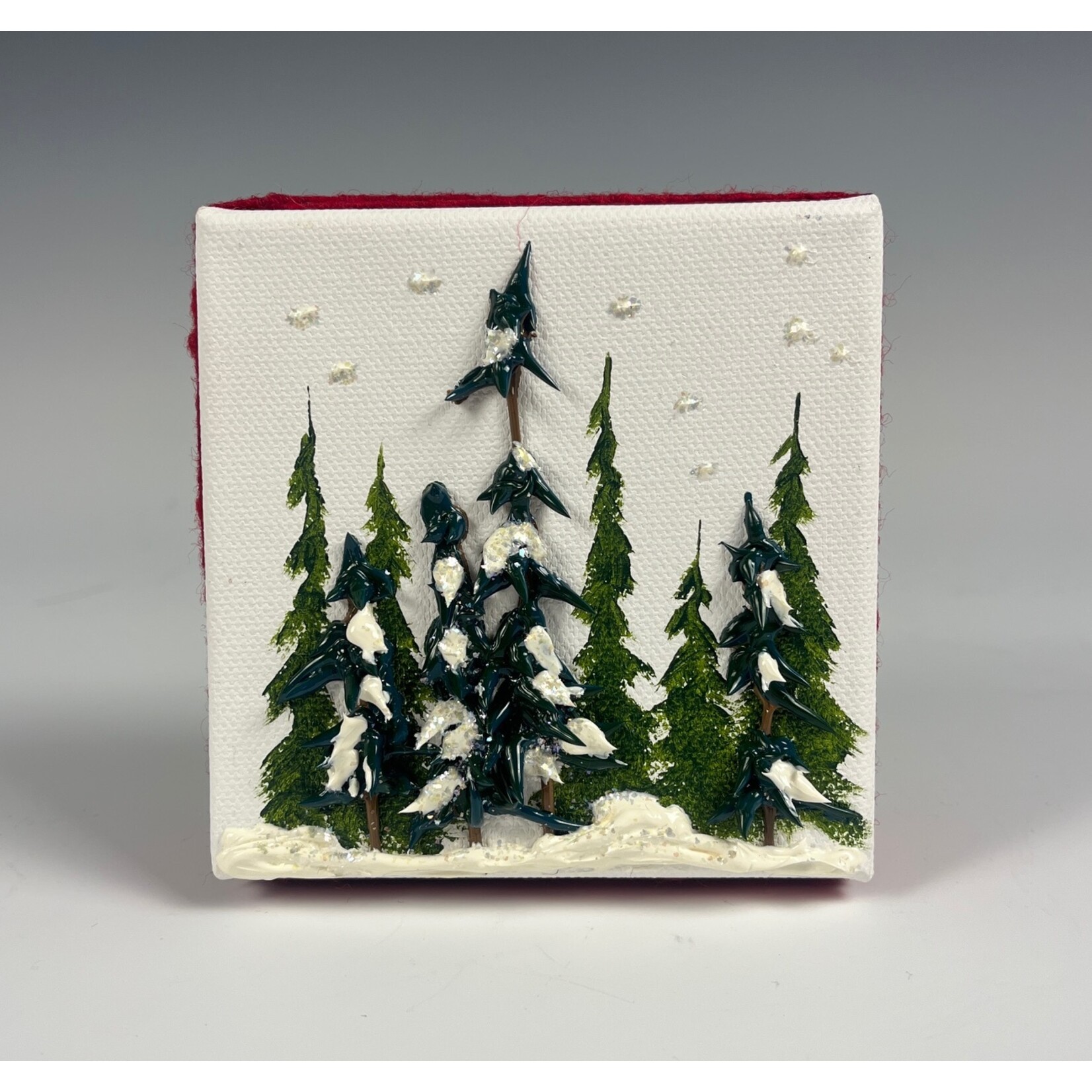 Dana Andersen Dana Andersen Painting, Trees w/ Snow, Yarn Edges