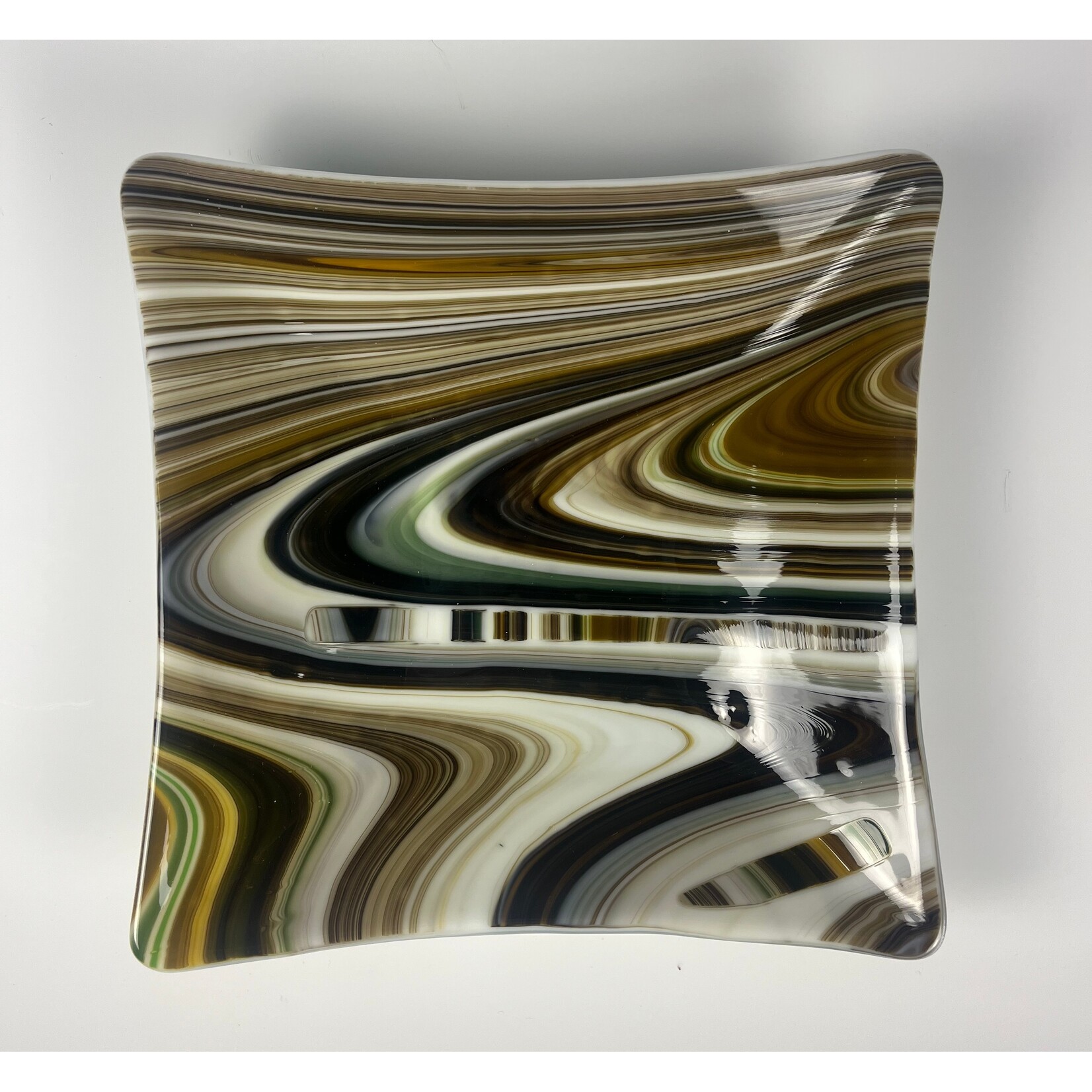 Roxanne Corbett, ROX178, Plate, Square, Brown and White Lines