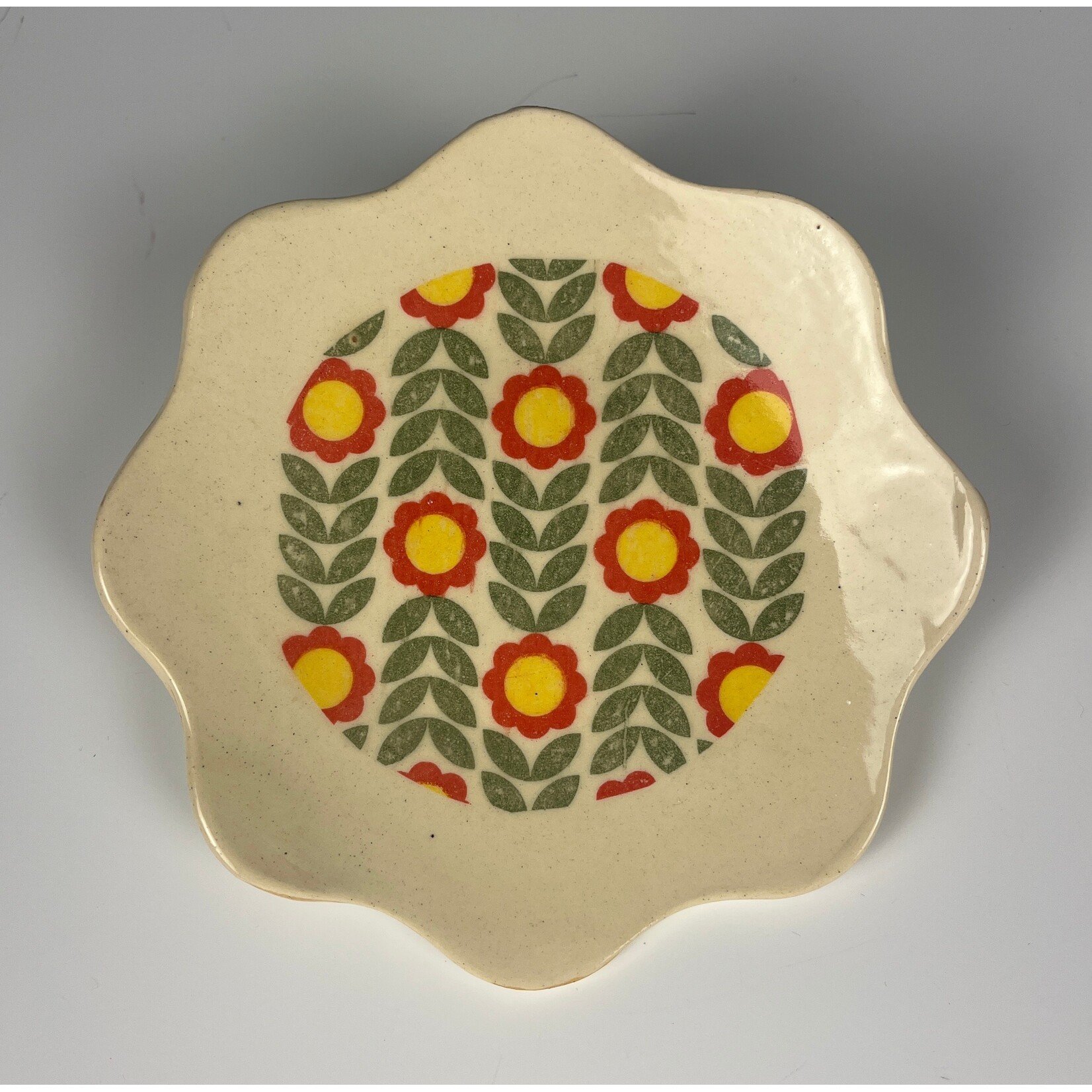 Three Lazy Horses Three Lazy Horses,  Small Dish - Red Flowers, Flower Shape