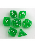 Critical Hit Green Set of 7 Transparent Polyhedral Dice with White Numbers for D20 based RPG's