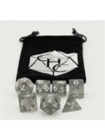 Critical Hit Black Set of 7 Transparent Polyhedral Dice with White Numbers for D20 based RPG's