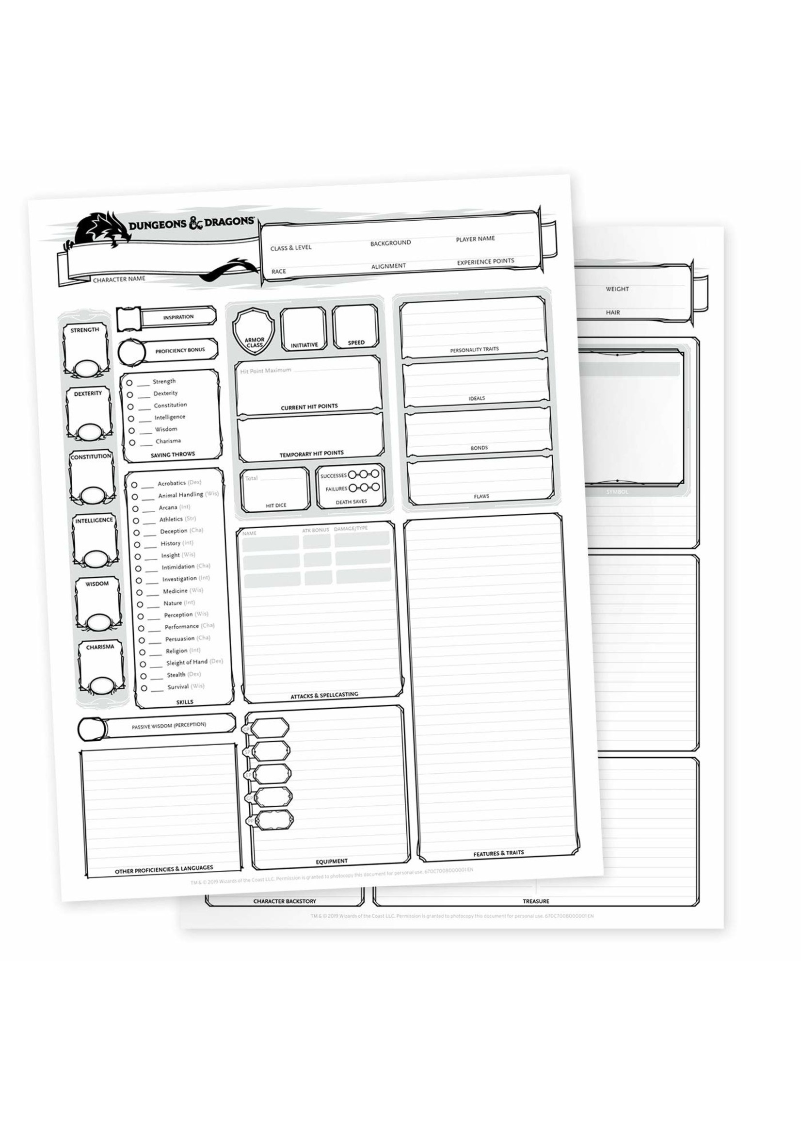 Dungeons & Dragons 5e D&D 5th Edition: Character Sheets