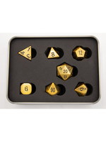 Critical Hit Shiny Gold Set of 7 Metal Polyhedral Dice with Black Numbers for D20 based RPG's
