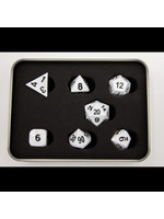 Critical Hit White Set of 7 Metal Polyhedral Dice with Black Numbers for D20 based RPG's