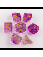 Critical Hit Purple Set of 7 Nebula Polyhedral Dice with Gold Numbers for D20 based RPG's