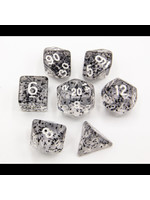 Critical Hit Black Set of 7 Glitter Polyhedral Dice with White Numbers for D20 based RPG's
