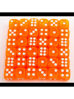 Critical Hit Orange Set of 36 D6's Transparent Dice with White Numbers for D20 based RPG's