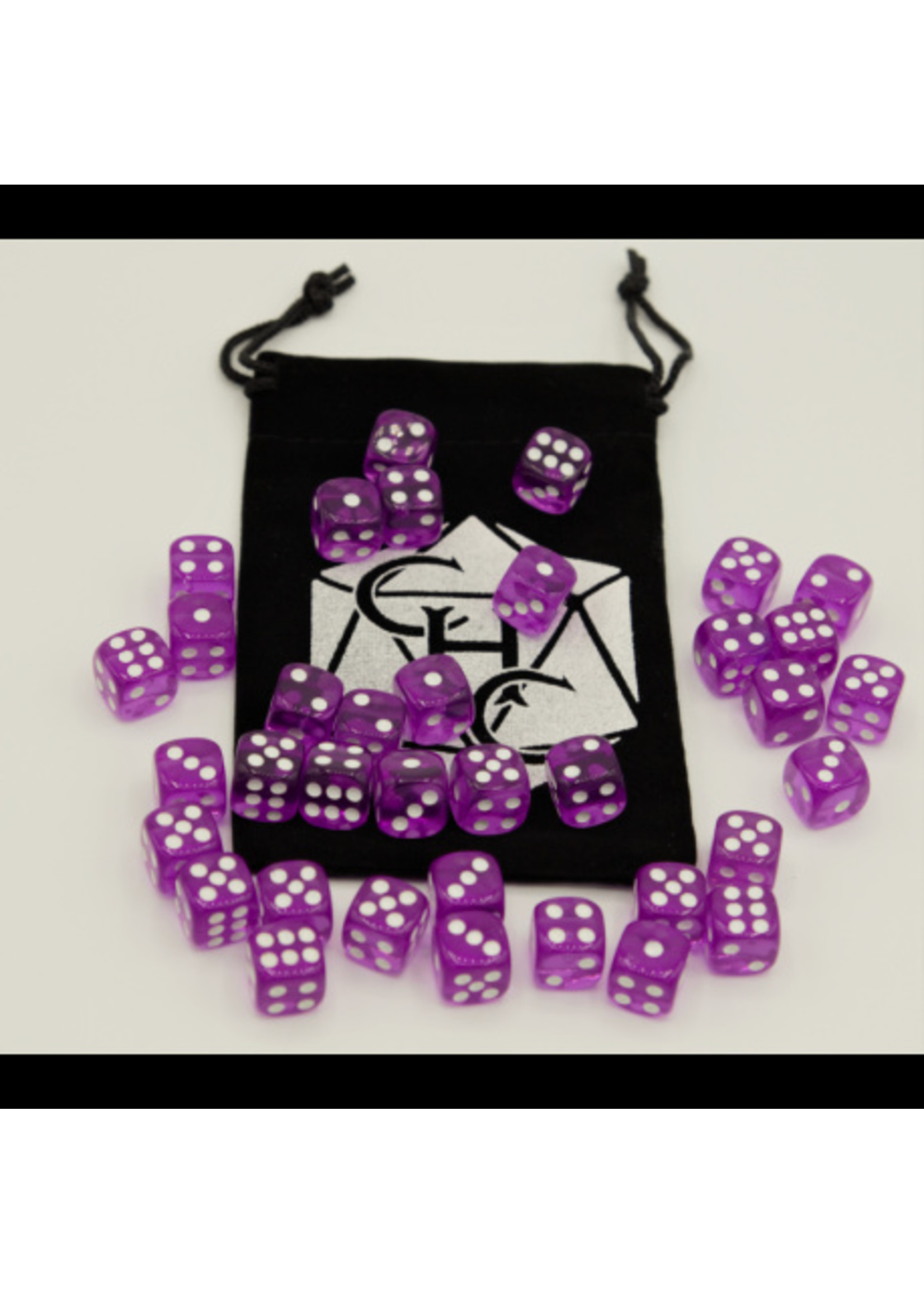 Critical Hit Purple Set of 36 D6's Transparent Dice with White Numbers for D20 based RPG's
