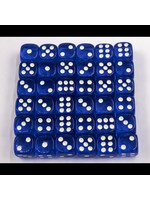 Critical Hit Blue Set of 36 D6's Transparent Dice with White Numbers for D20 based RPG's