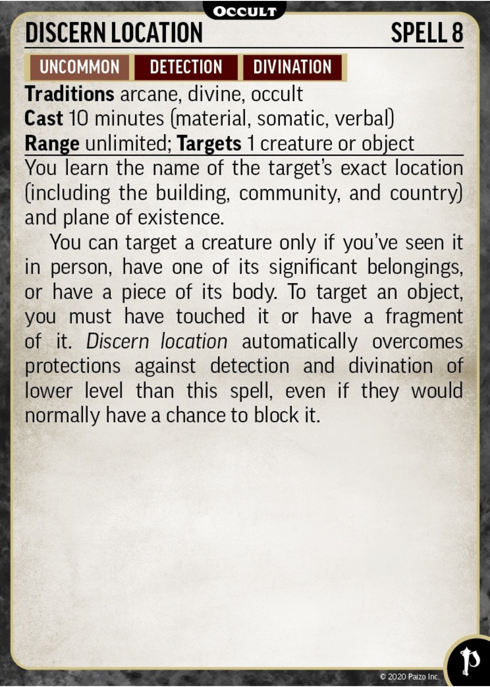 Pathfinder Pathfinder, Second Edition: Spell Cards- Occult