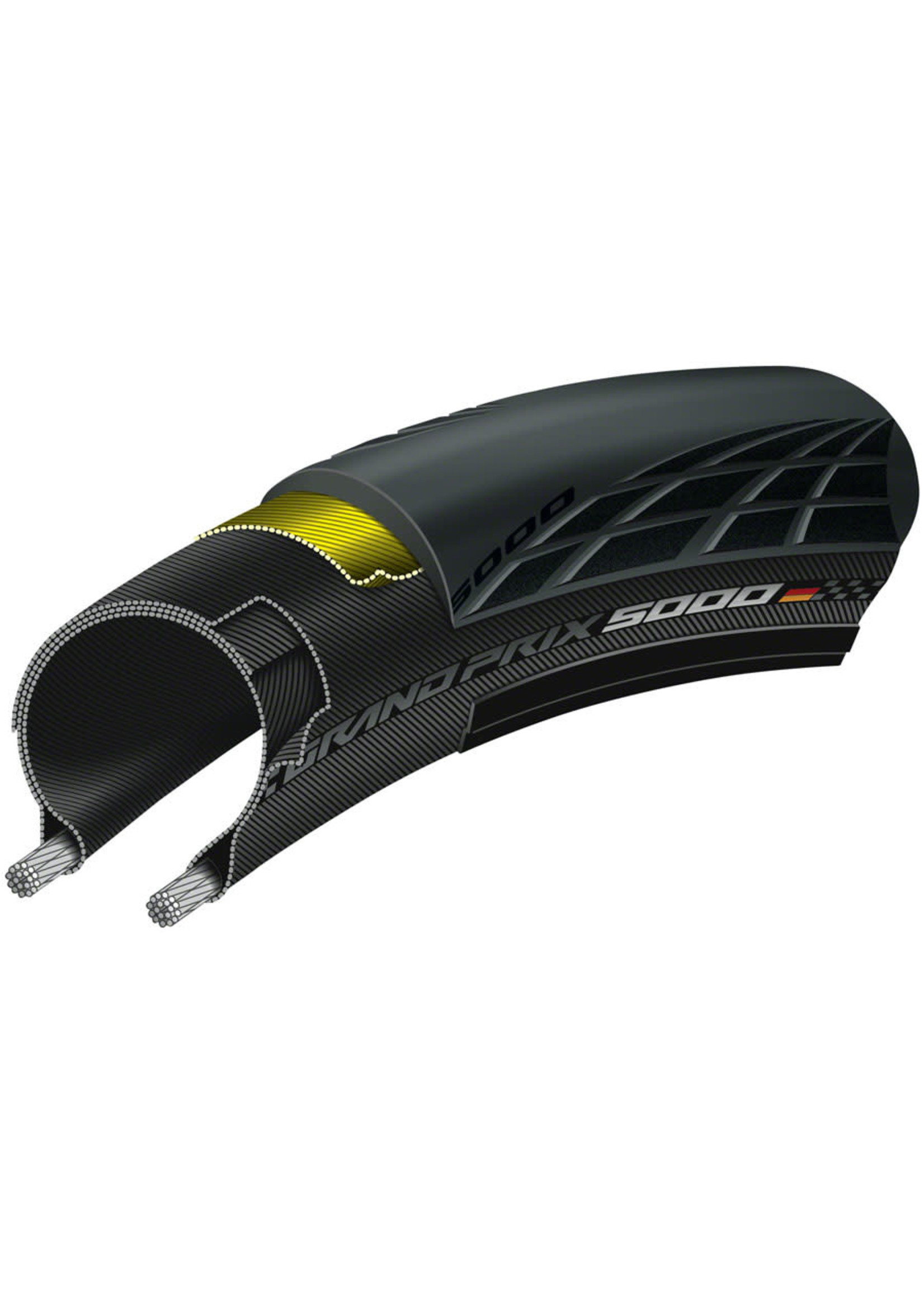 Continental Grand Prix 5000 Tire - 700 x 25, Clincher, Folding, Black,  330tpi - Bicycle House