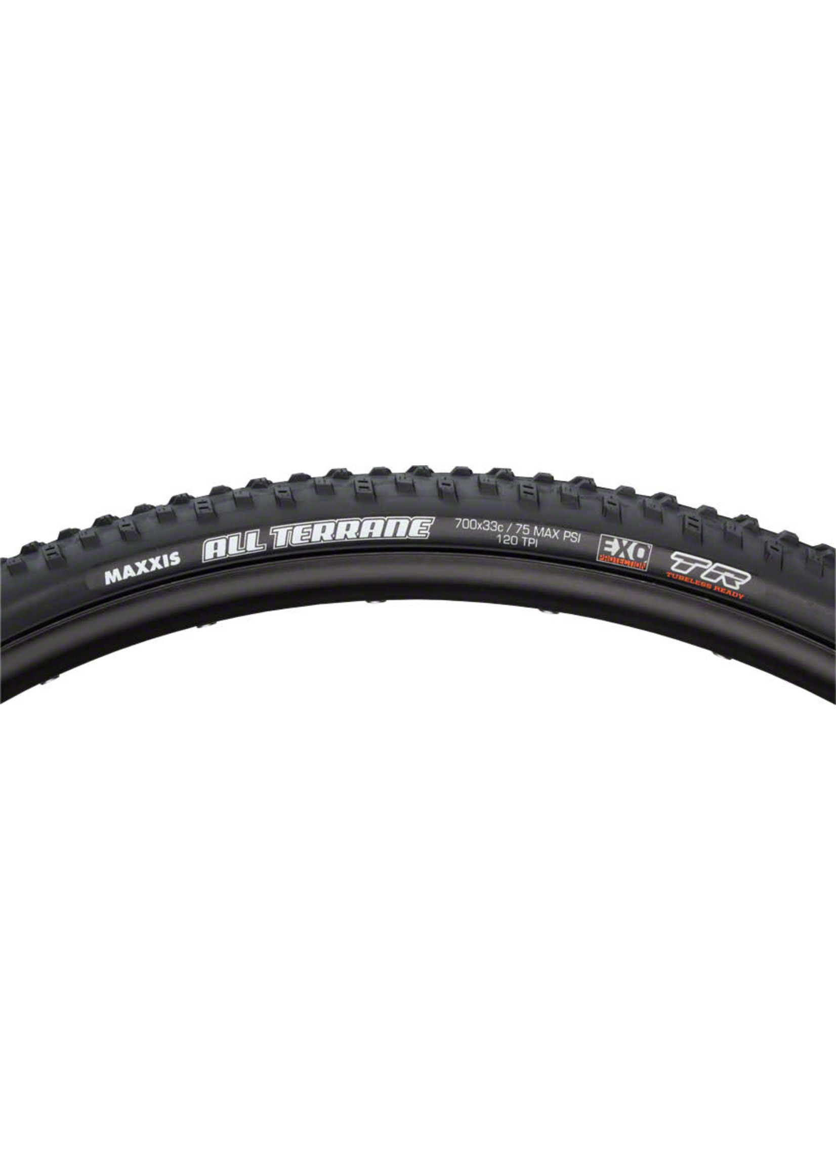 MAXXIS Maxxis All Terrane Tire - 700 x 33, Tubeless, Folding, Black, Dual, EXO ,120tpi