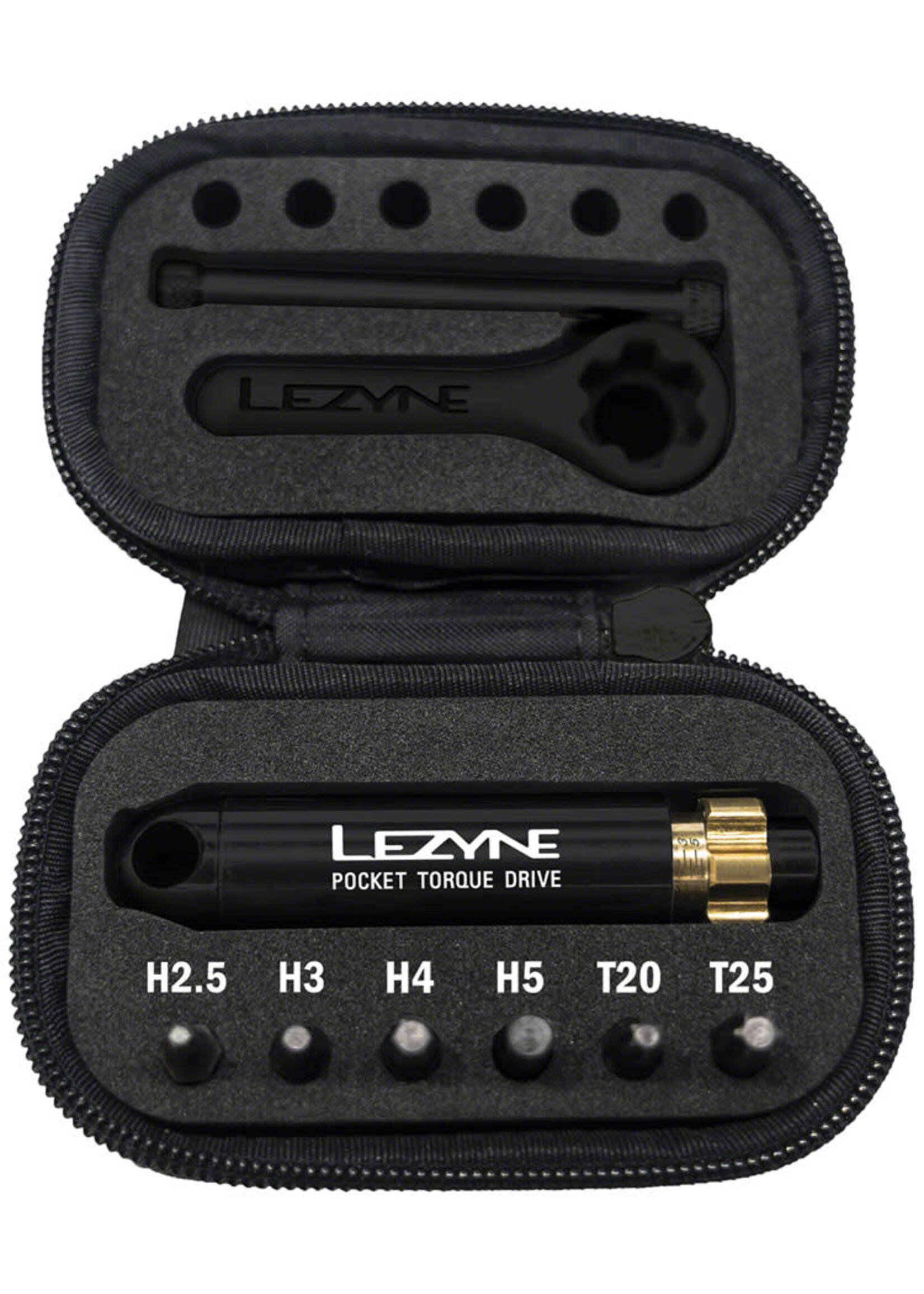 Lezyne Lezyne Pocket Torque Drive Torque Wrench - 2-6 Nm, 2.5, 3, 4, 5MM, T20, AND T25 BITS, With Storage Case, Black