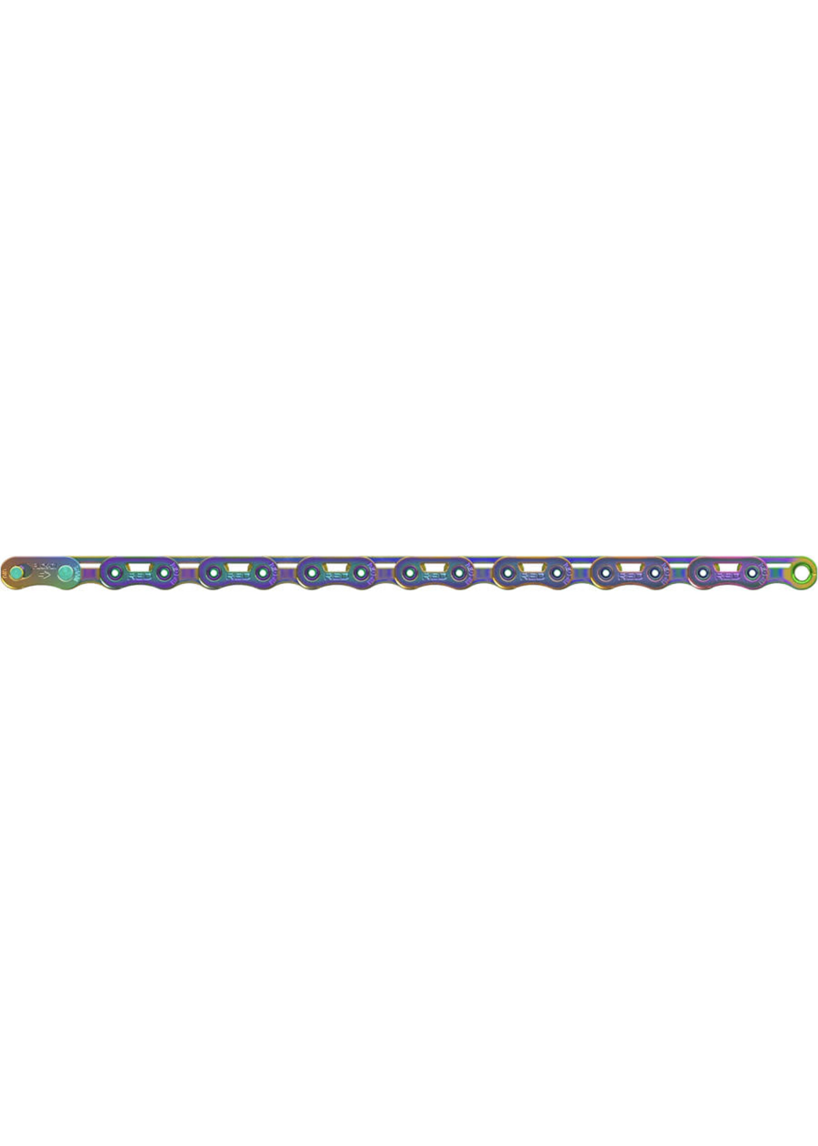 sram SRAM RED Flattop Chain - 12/13-Speed, 126 Links, Flattop, PowerLock, Rainbow, E1