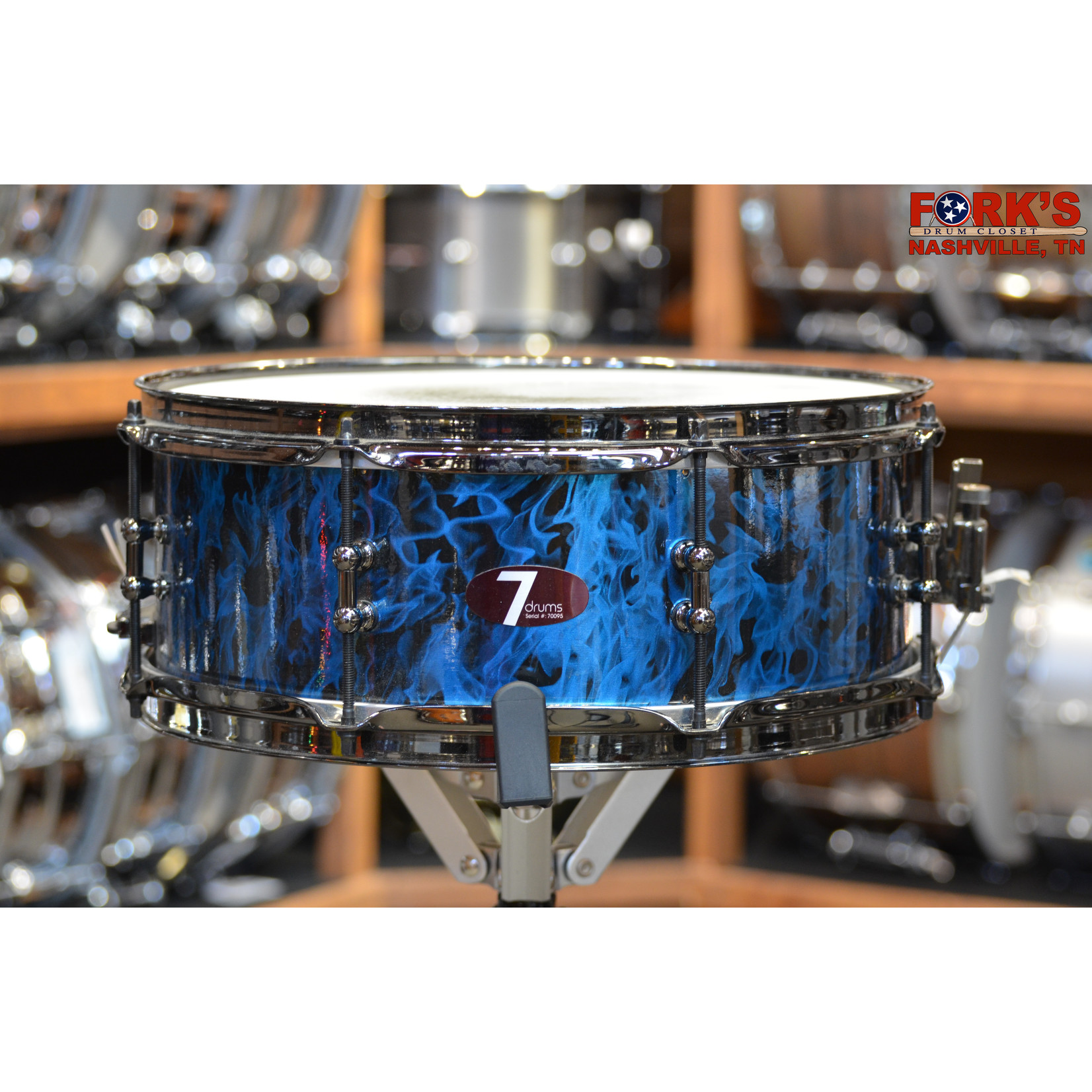 Used 7Drums 5x14 Maple Snare Drum - "Blue Flame Lacquer"