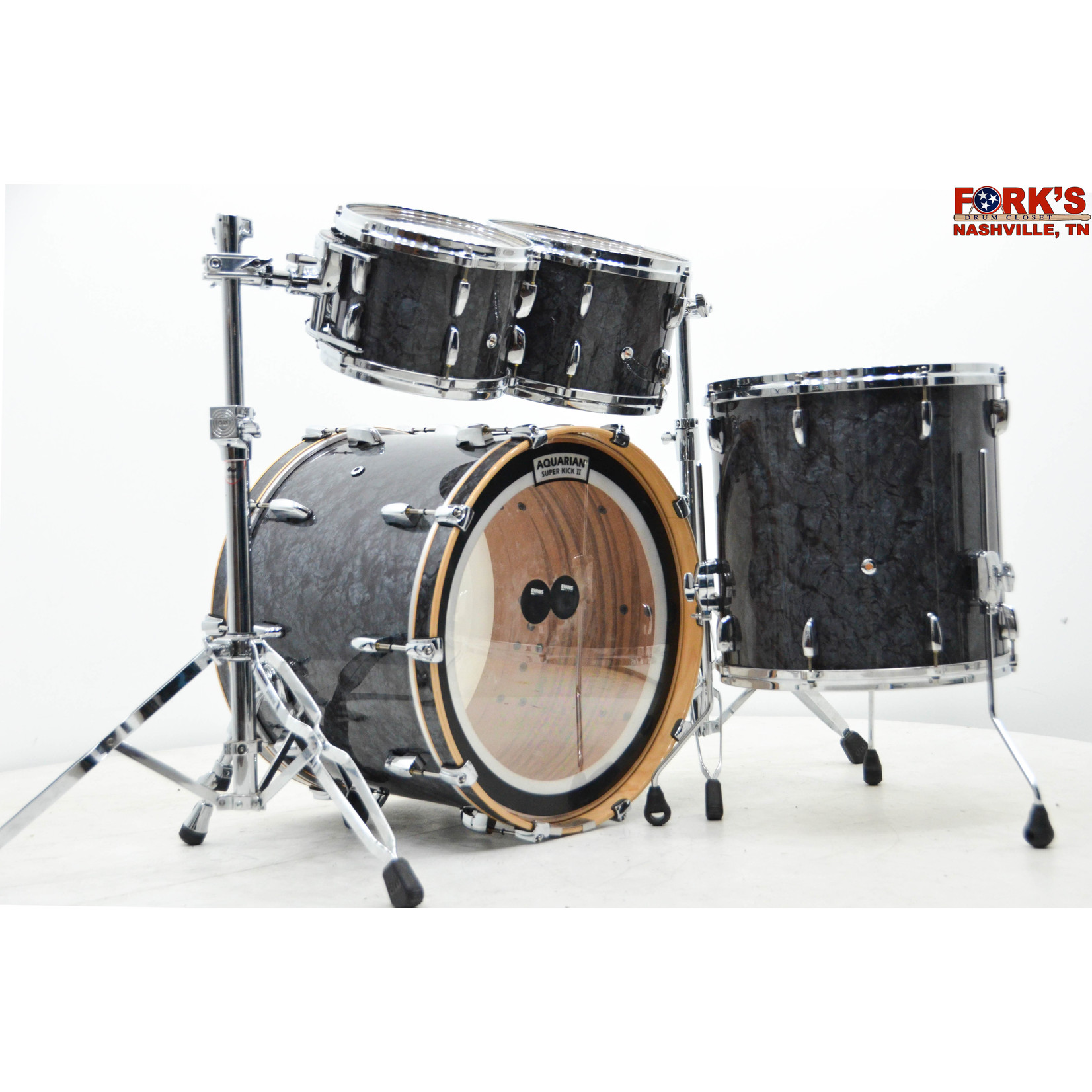 Pearl USED Pearl Music City Custom 'Masters Maple Gum' 4pc Drum Kit - "Black Diamond Pearl"