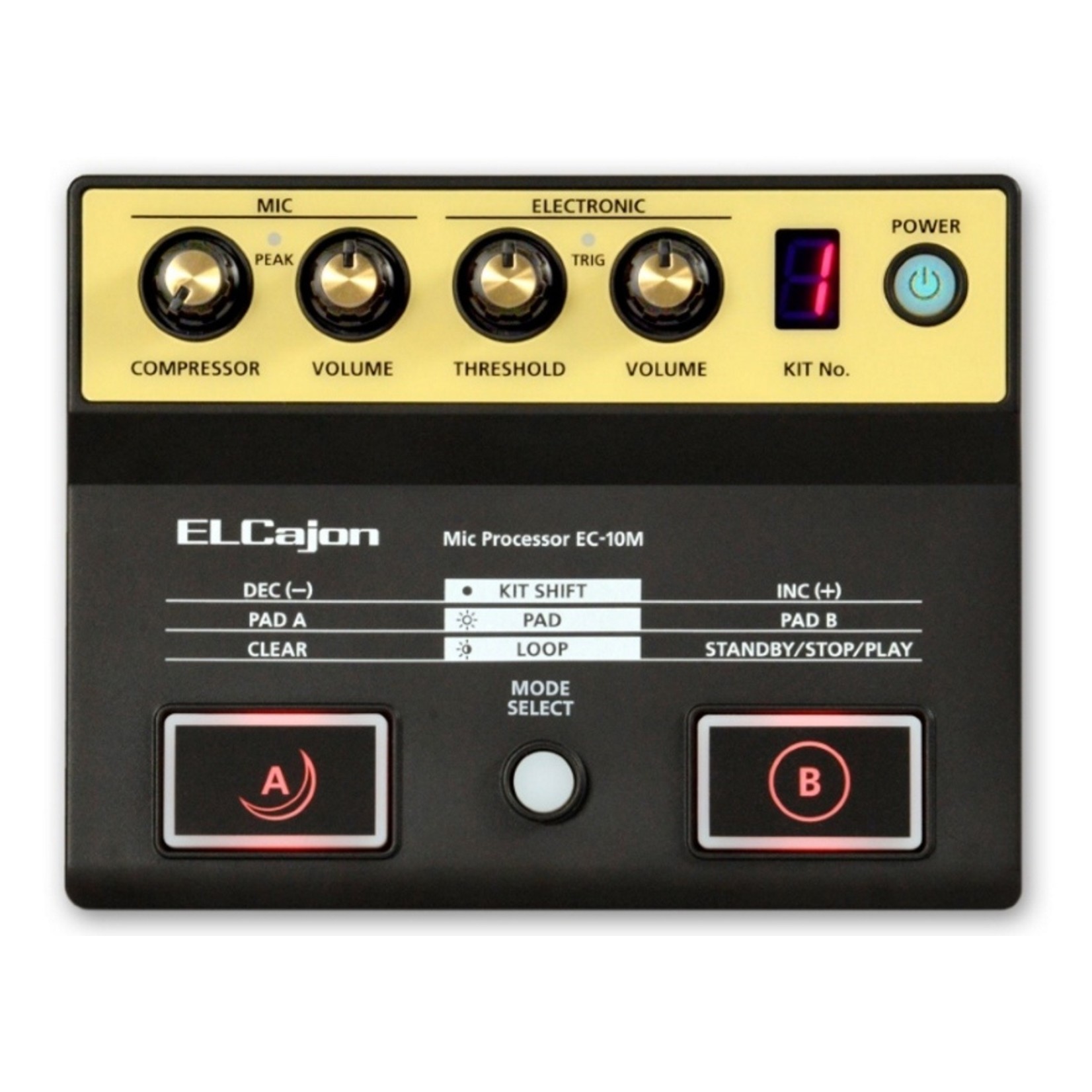 Roland EL Cajon Mic Processor, clip-on condenser microphone (with attached cable), & AC adapter.