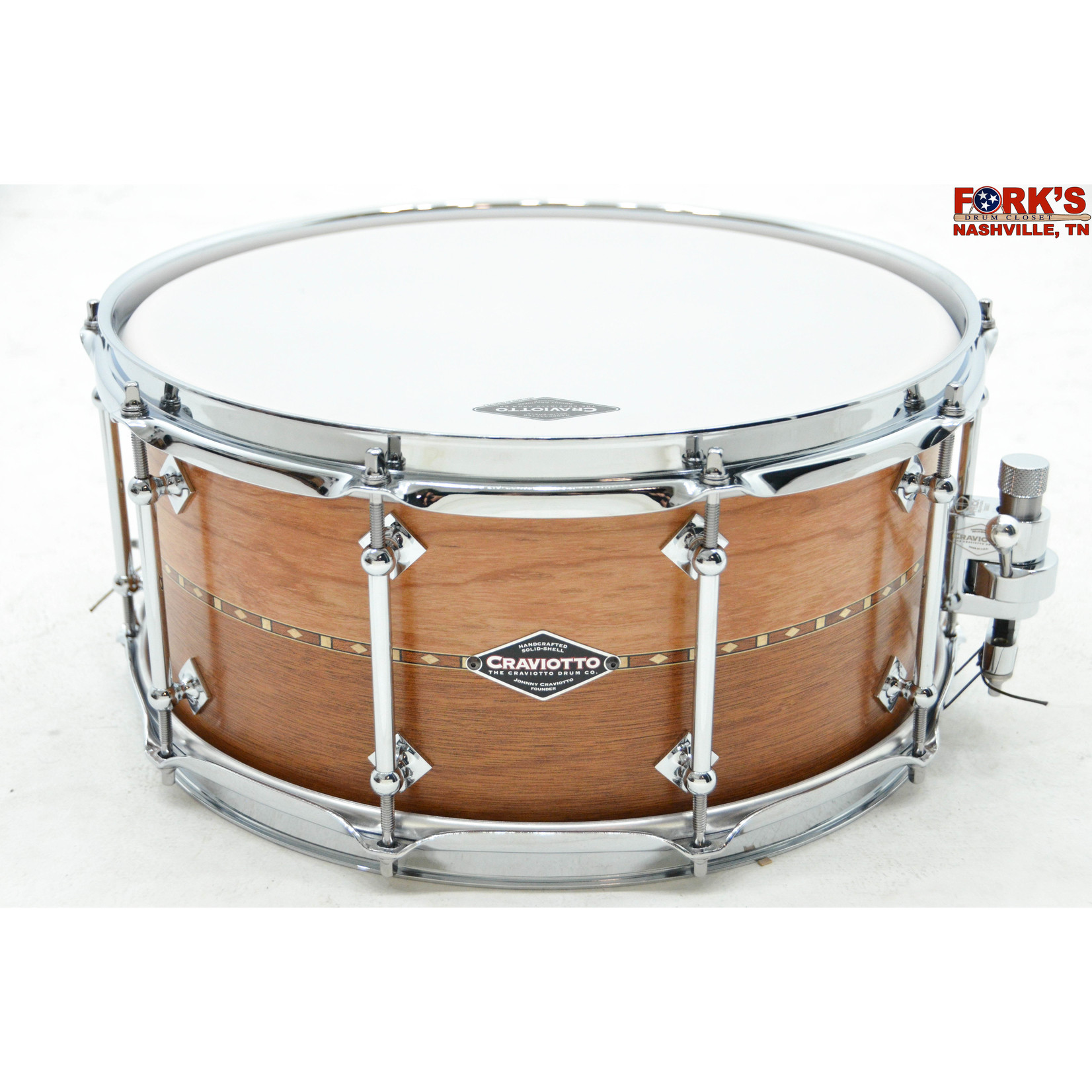 Craviotto Craviotto Custom Shop 6.5x14 Snare Drum - "Cherry/Mahogany  w/ Walnut Inlay"