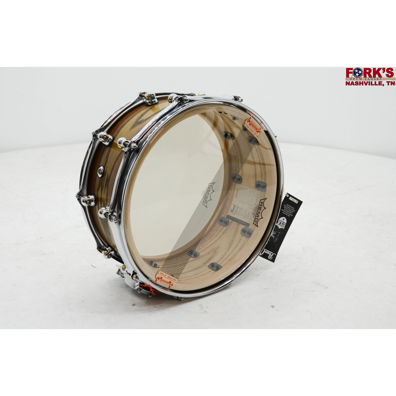 Pearl Pearl Music City Custom 6.5x14 Snare Drum - Solid Ash w/ Maple Rerings - "Corinthian Ash"