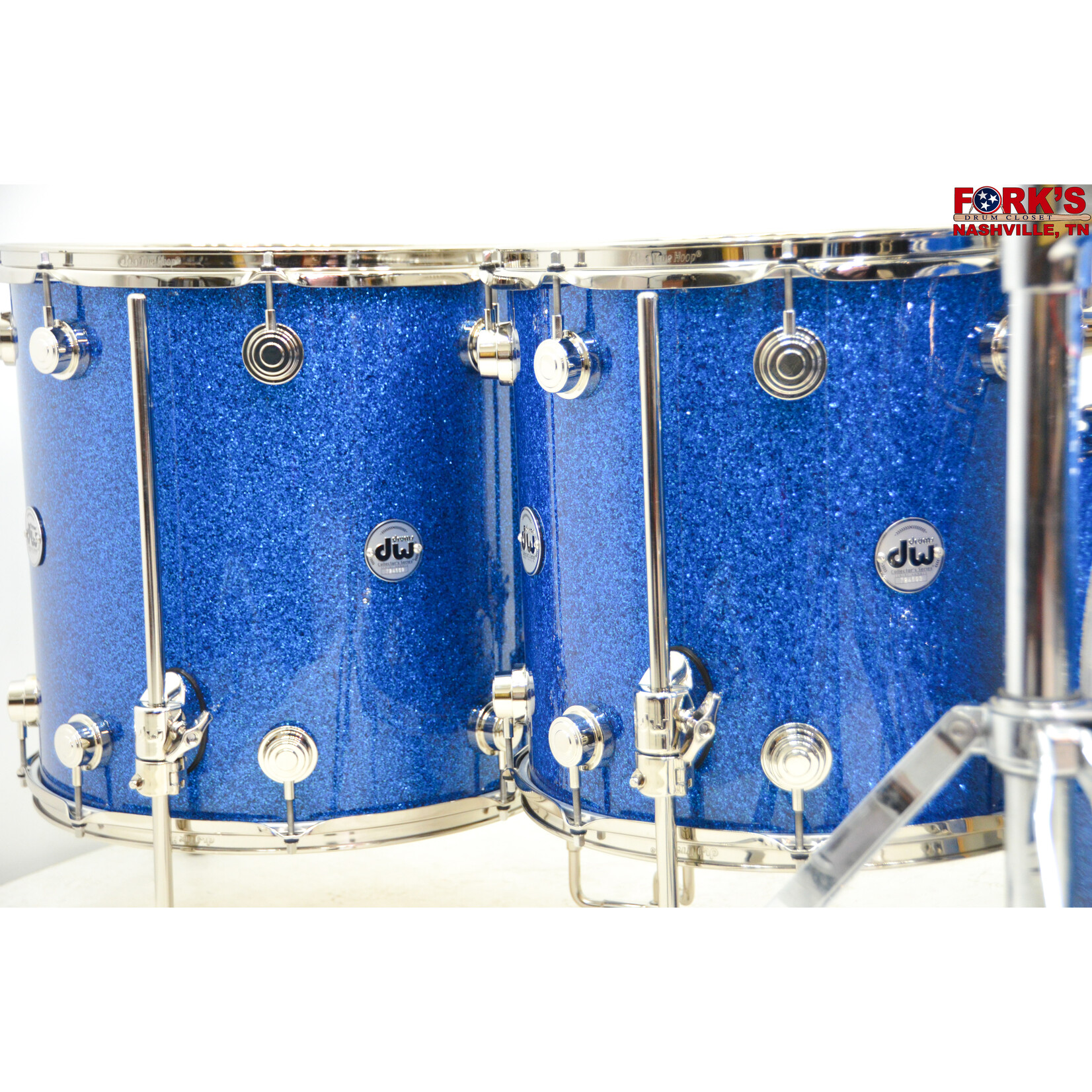 DW DW Collectors Maple 5pc Drum Kit - "Blue Glass Glitter" Nickel Hardware