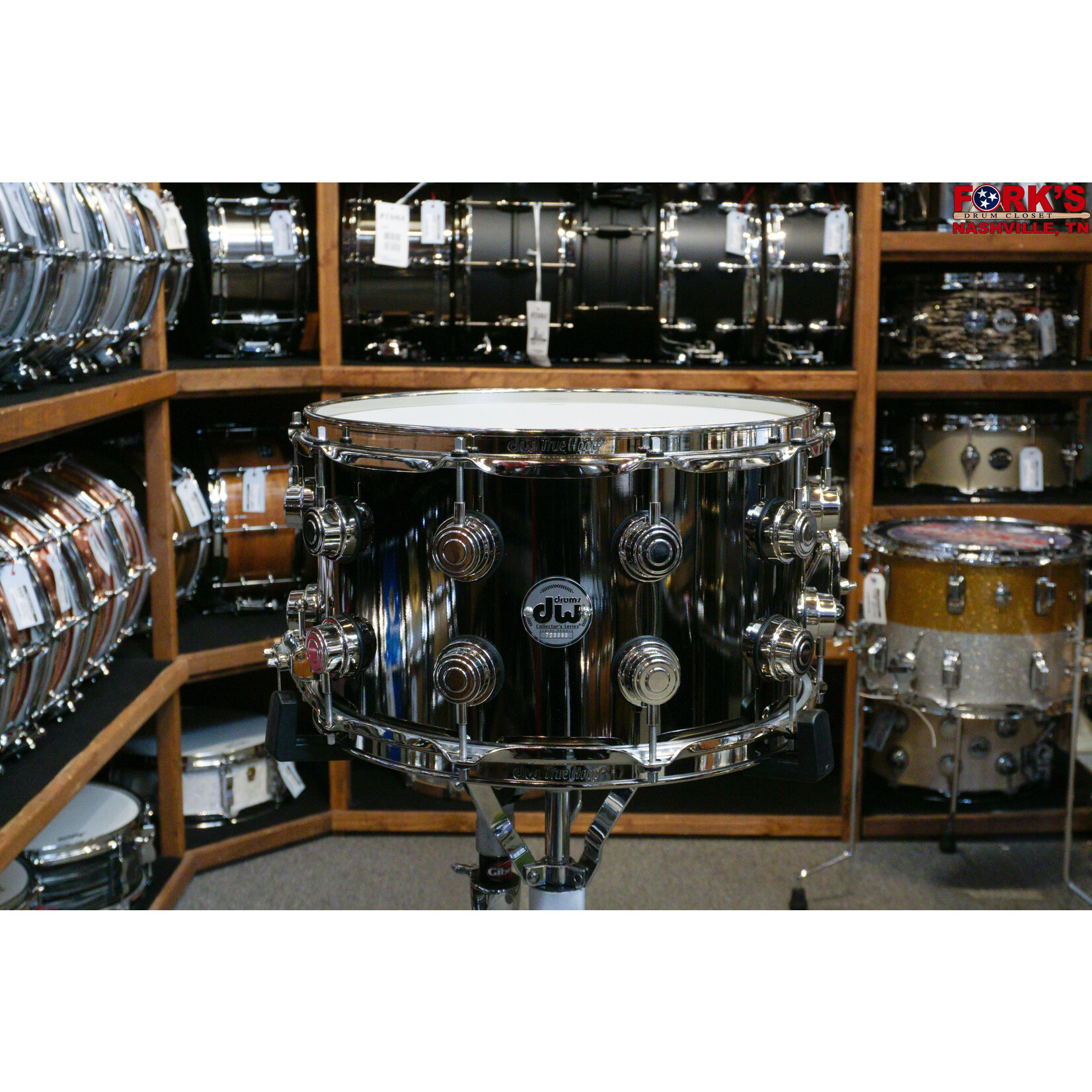 DW DW Collectors 8x14 Black Nickel Over Brass Snare Drum w/ Nickel Hardware