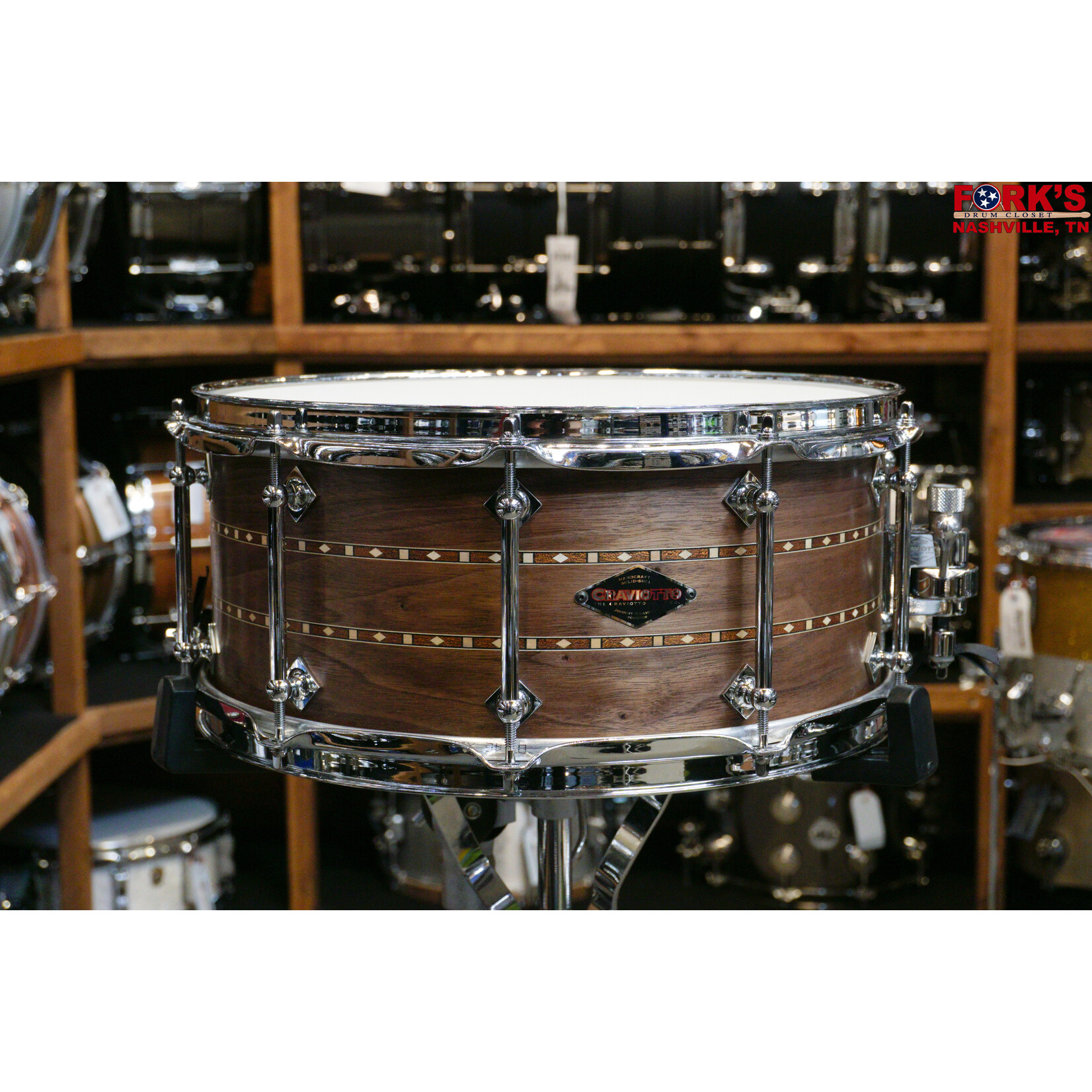 Craviotto Craviotto Custom Shop 6.5x14 Snare Drum - "Walnut w/ Walnut Inlay"